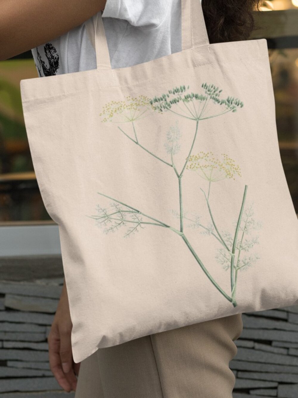 Fennel Vintage Floral Print Graphic Canvas Tote Bag